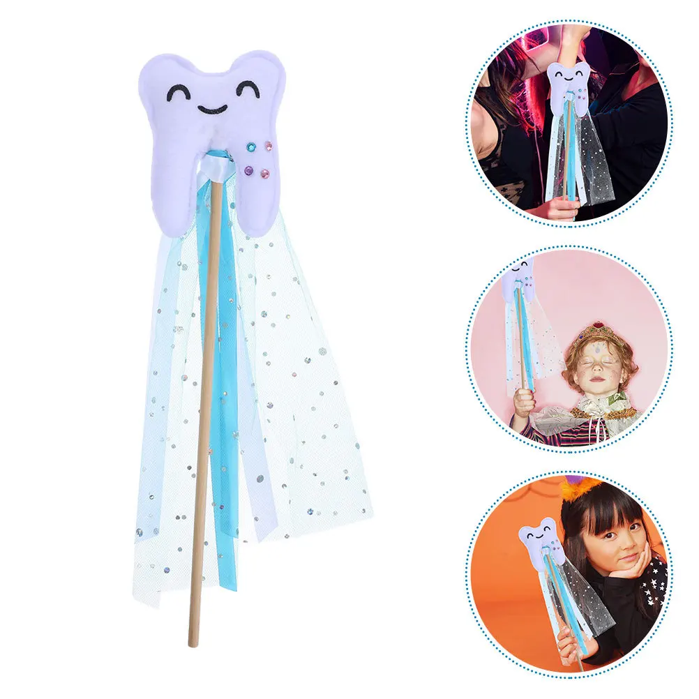 

2Pcs Tooth Fairy Wand Tooth Shaped Fairy Stick for Kids Party Dress Up Performance Colorful Princess Wands Girls Festival
