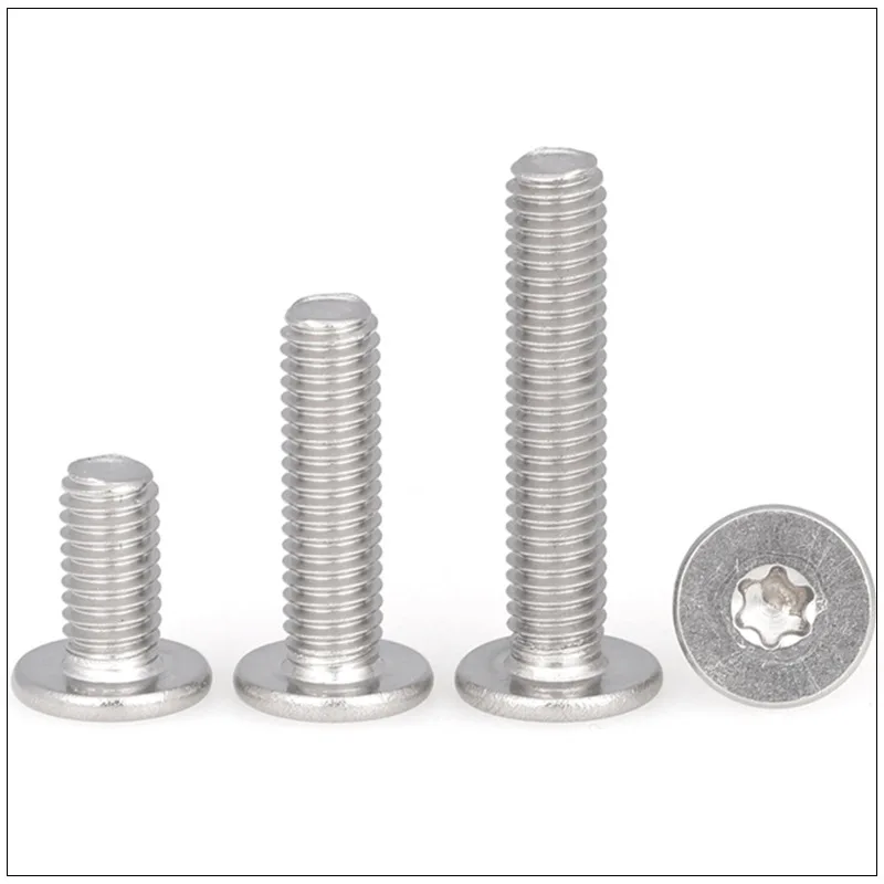 100pcs/lot 304 Stainless Steel CM Six-Lobe Torx Ultra Thin Super Low Flat Wafer Head Screw Bolt M1.6 M2 M2.5 M3 M4 M5 M6 M8