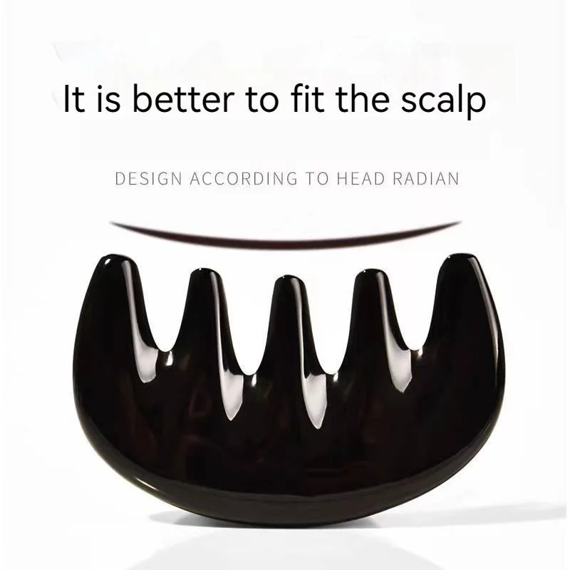 Natural Ox Horn Hair Comb Multifunctional Head Scraping Scalp Massage Five Teeth Handmade Pocket Comb Anti-Static