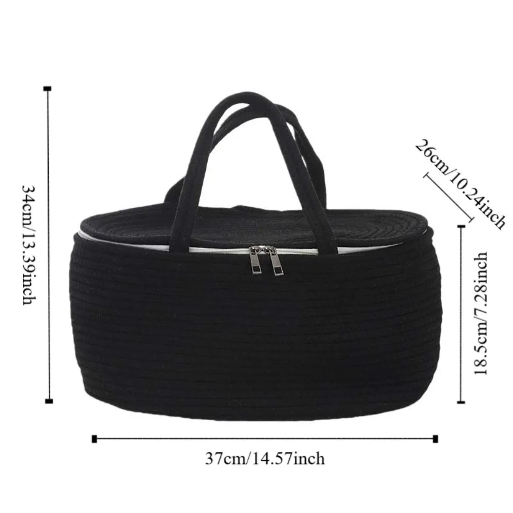 Cotton Thread Rope Mummy Handbag Divided Into Compartments for Diaper/Toy Storage Diaper Storage Basket Large Capacity Tote Bag