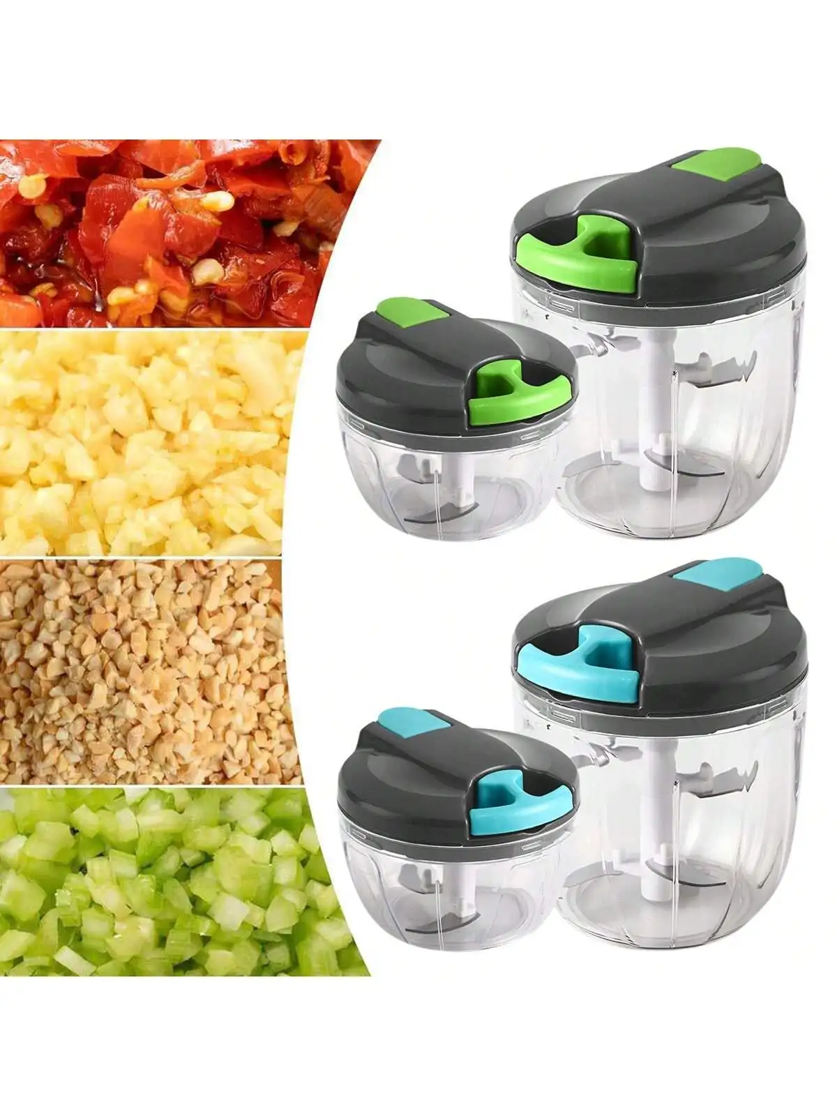 Picadora de carne suculenta de 520/900ml, picadora de ajo, picadora de cebolla, picadora de verduras, accesorios de cocina giratorios, 1 ud.