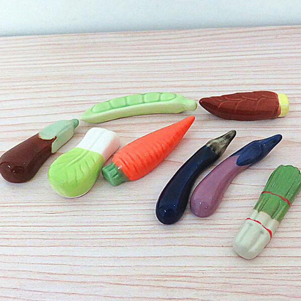 

5Pcs Ceramic Vegetables Chopstick Holder Set Cabbage Carrots Lentils Spring Onions Spoon Rack Fork Rest Table