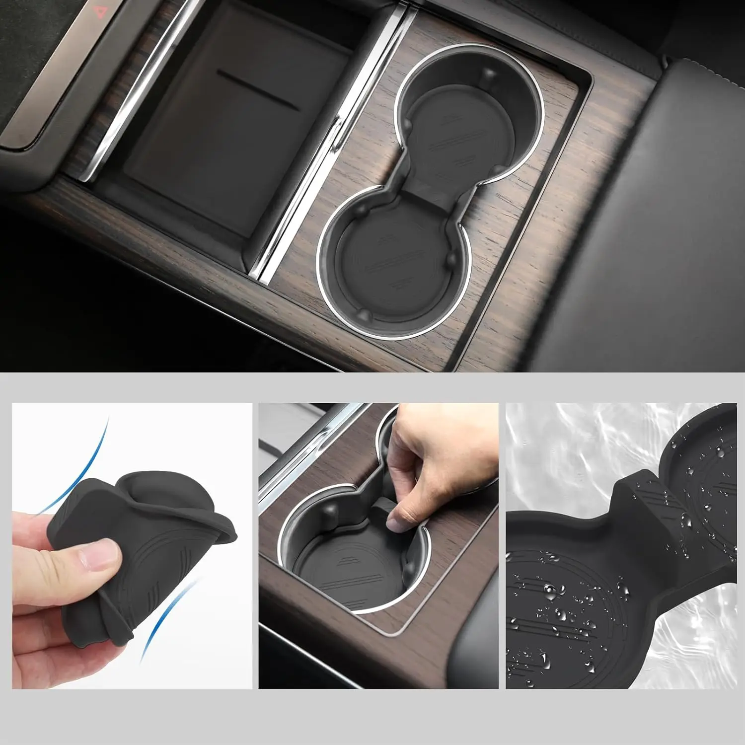 For Tesla Model S Model X 2021-2023 Console Armrest Organizer Tray, Cup Holder Inserts, Central Control Upper Storage Tray Mat