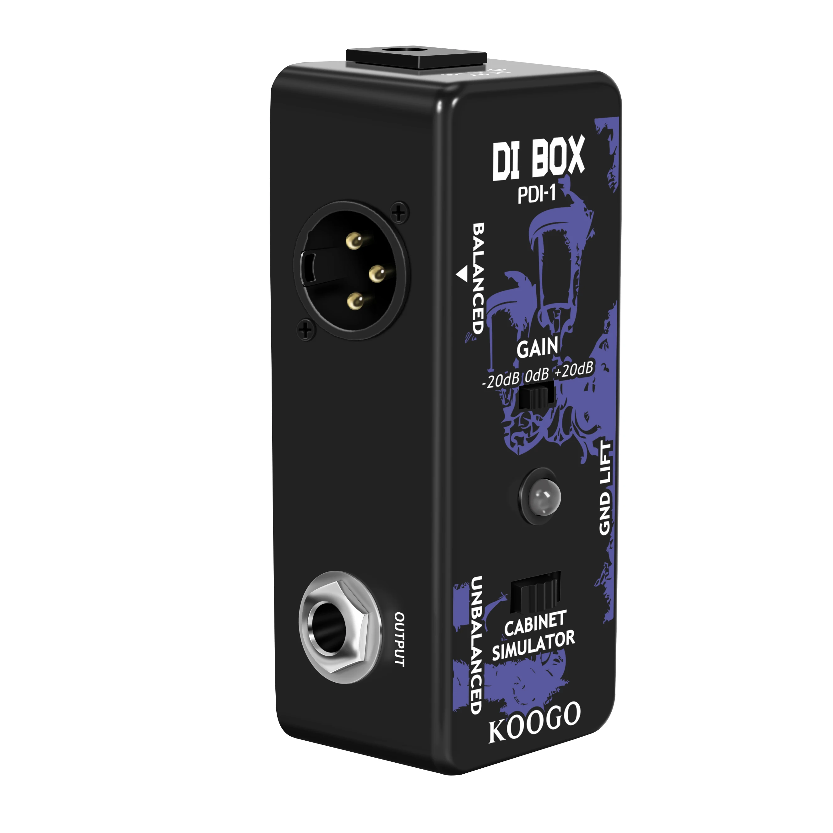 Koogo Guitar Direct Box Guitar Bass Passive DI Box With Cabinet Simulator 1/4 and XLR Full Metal Mini Size True Bypass LEF-331