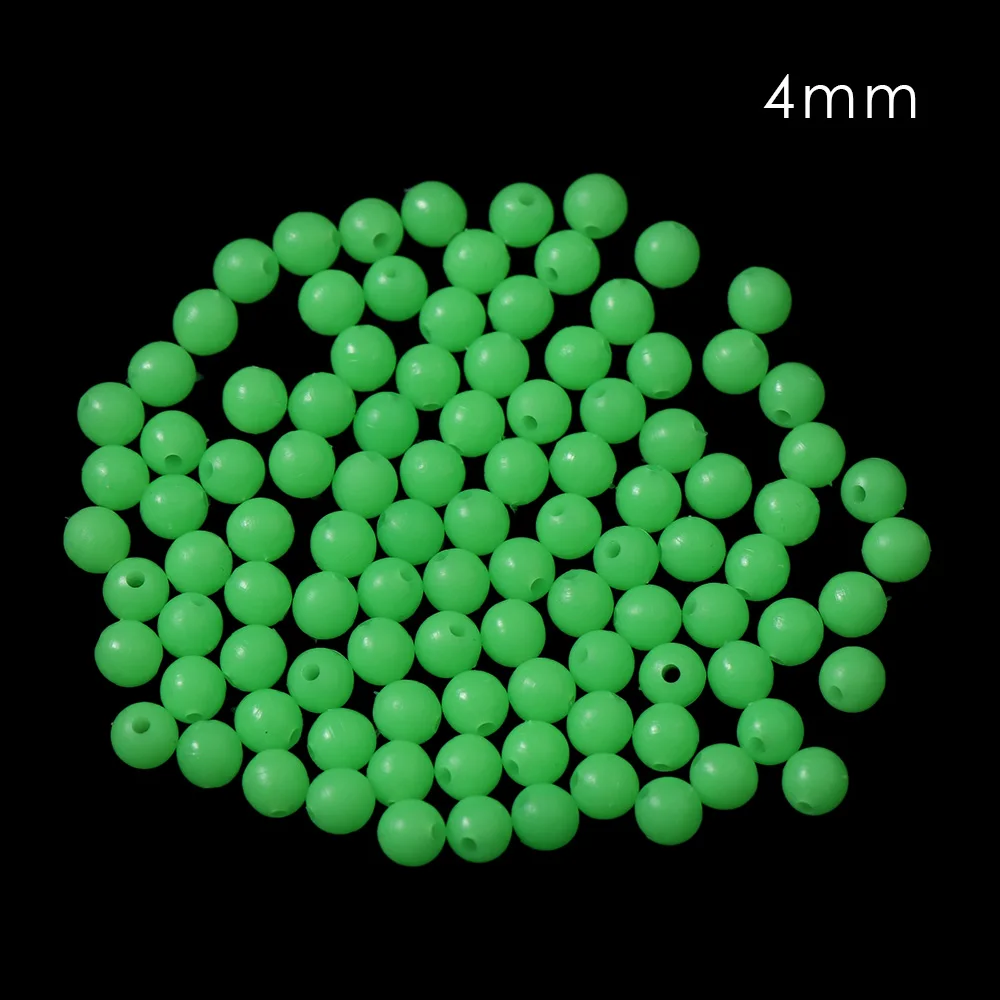 100 pièces/sac 4/5/6/8mm flotteurs de pêche perles vert/rouge/blanc lumière lumineuse boules en plastique lumineuses pour la pêche de nuit de haute qualité