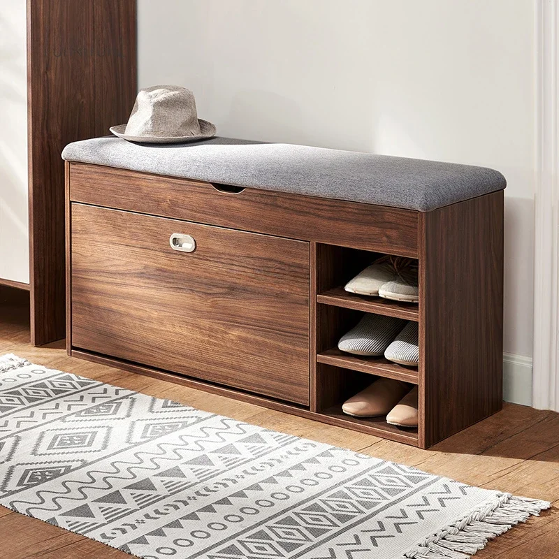 Factory Direct Wooden Rotating Shoe Rack Cabinet With Cushion Seat Slim Shoe Rock Open Drawer