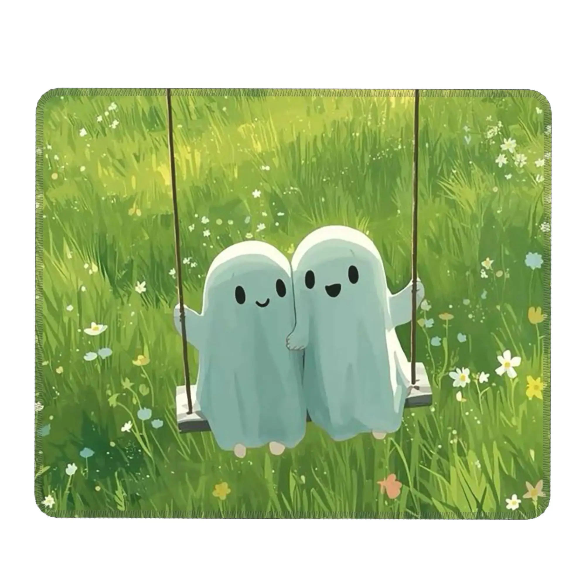 Adorable Two Ghost Motif Mouse Pad Computer Keyboard Mouse Mat Gaming PC Laptop Desk Mat Office Accessories Table Mats