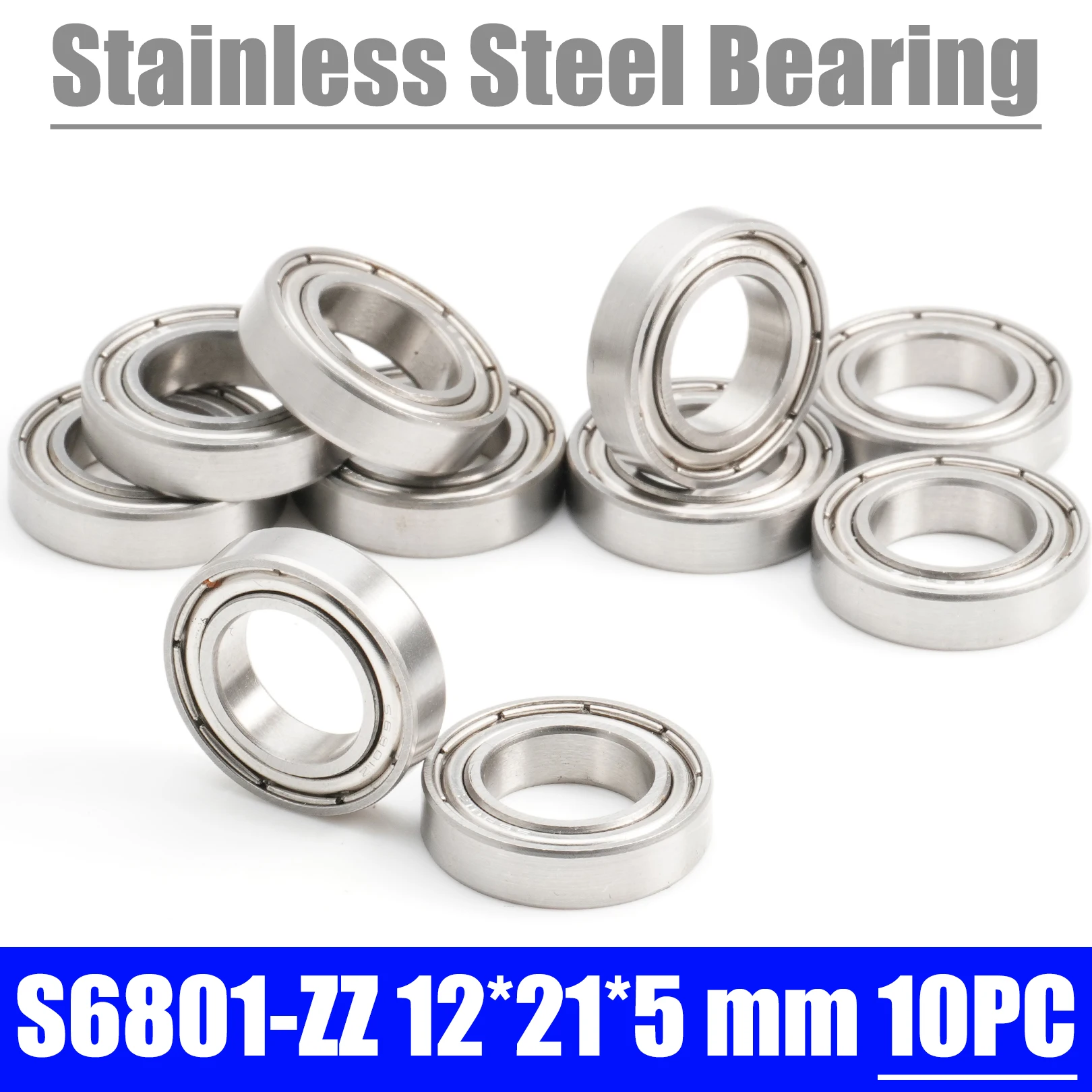 S6801ZZ Bearing 12*21*5 mm ( 10 PCS ) S6801 Z ZZ S 6801 440C Stainless Steel S6801Z Ball Bearings