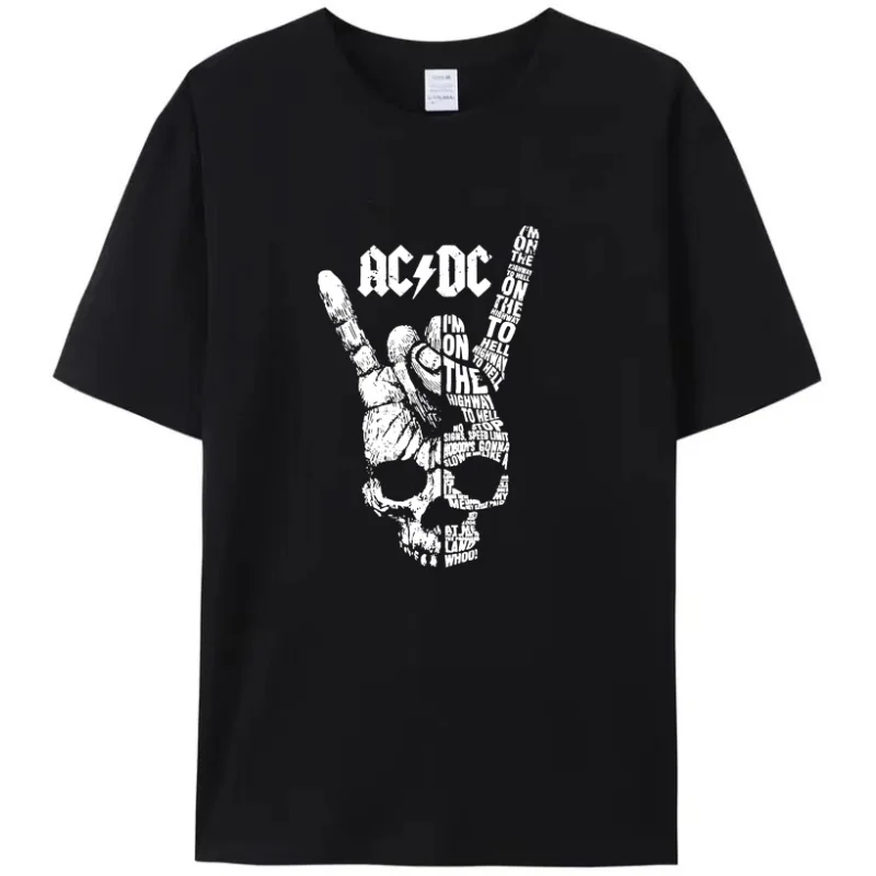 

2025 AC-DC band rare retro t-shirts those are about to rock casual finger short sleeves unisex top tour cotton shirt versatile