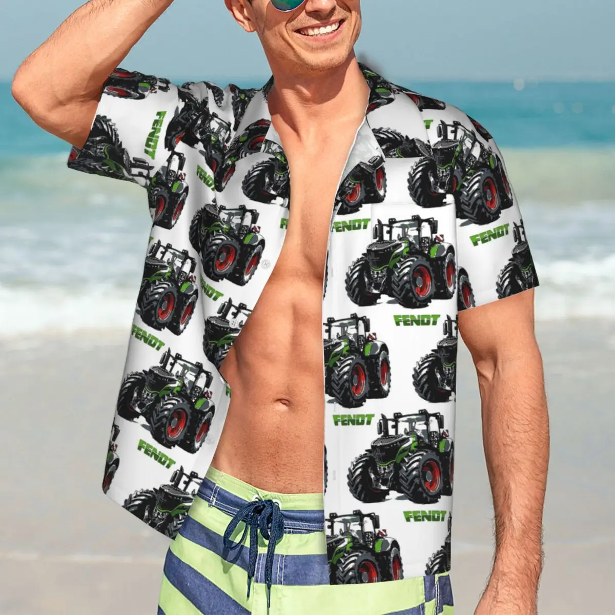

Fendt Tractor Hawaiian Shirts Fashion Men Short Sleeve Shirt for Summer Beach Men's Lapel Tops
