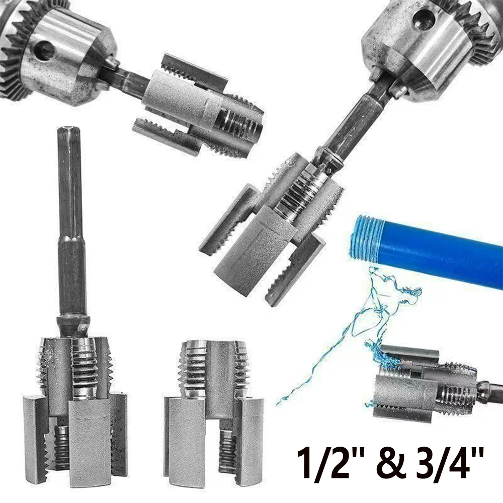 Juego de Herramientas para Roscado de Tuberías PPR, Kit de Machos para Tuberías de Agua de 1/2" y 3/4", Cortador Manual de Roscas para Tuberías de Plástico para Reparaciones Domésticas de Fontanería