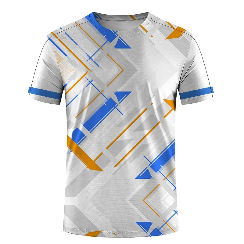 Colorful Geometric Splicing Pattern T Shirt For Men Sport 3D Printed Tees Casual Short Sleeve Round Neck Tops Street T-Shirts