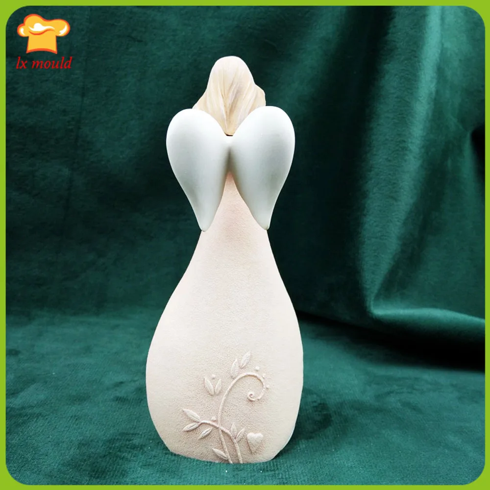 LXYY Faith Angel Silicone Mold Home Candle Plaster Figurine  Angel Wings Moulds of Love