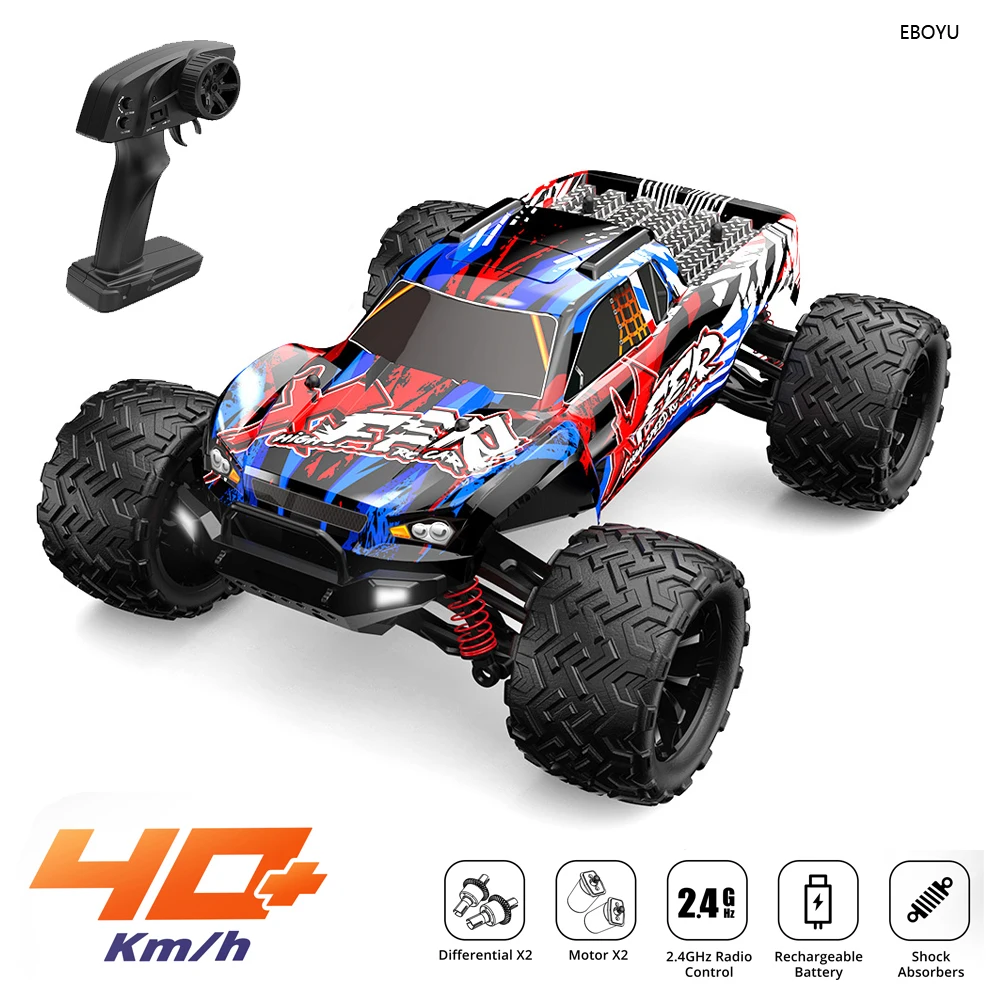 

EBOYU 9501E RC Car 2.4G 4WD 40km/h+ 1:16 High Speed Car Desert Pull Off-road Truck Vehicle Car Birthday Gift Toys RTR for Kids