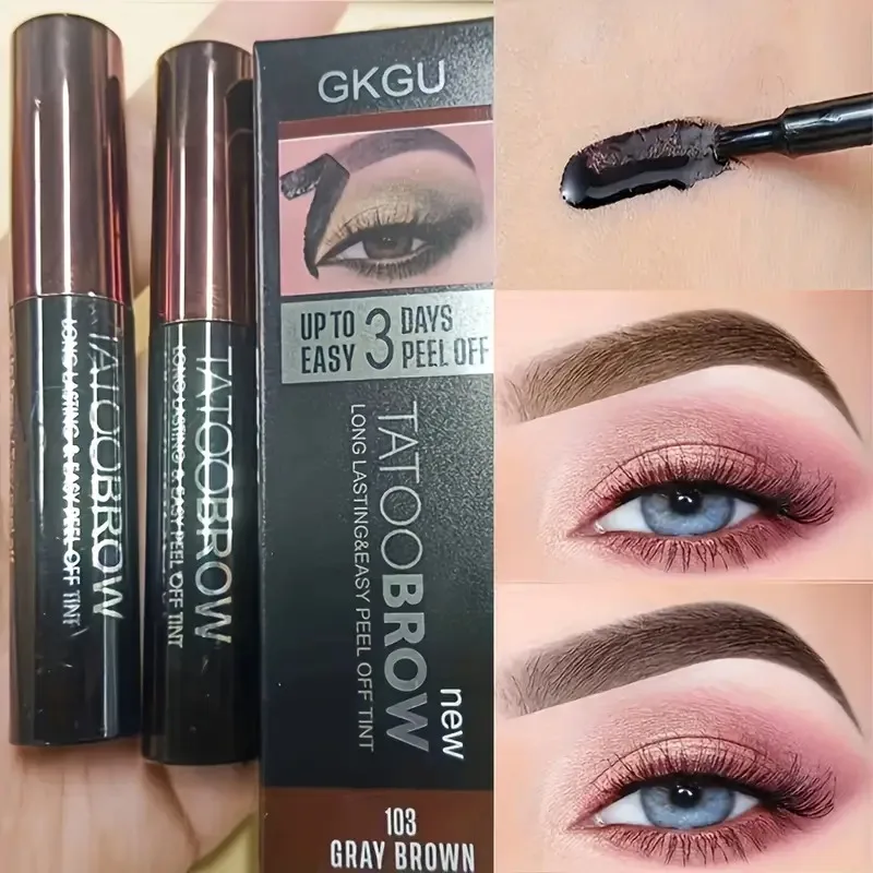 タトゥーブロウ ロングラスティングアイブロウジェルクリーム - 防水、防汗、簡単に剥がせる、すべての肌タイプ、完璧な眉ティント