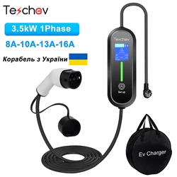 Przenośna ładowarka Teschev 3.5KW 16A EV Type2 EVSE Charging Box GBT Ładowarka samochodowa J1772 Type1 Ładowarka do pojazdów elektrycznych