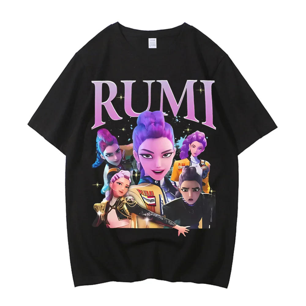 2025 حار الكرتون KPop شيطان الصيادين النمر تي شيرت Harajuku س الرقبة قميص غير رسمي عالية الجودة تي شيرت Y2k الشارع الشهير