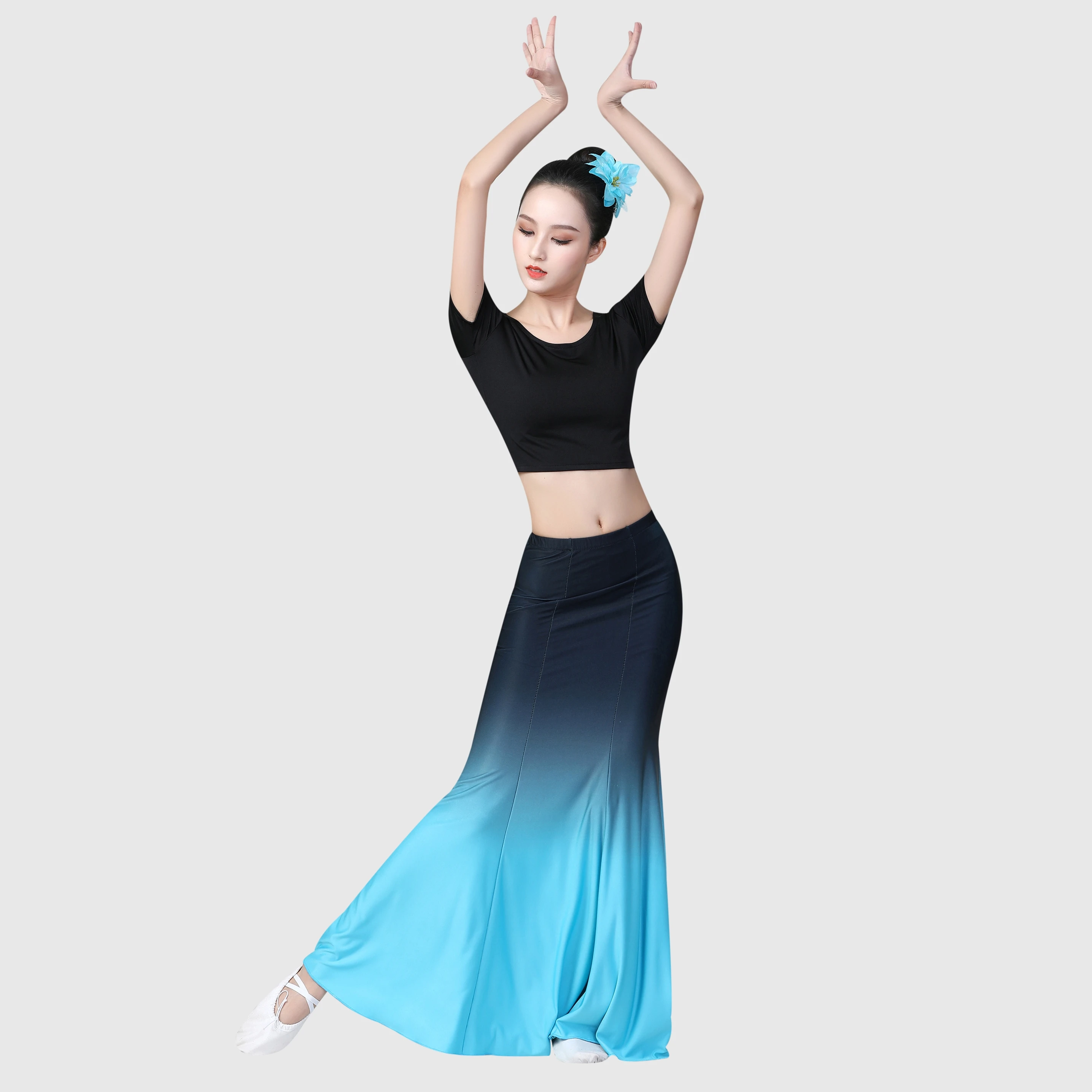 Robe de performance de danse Dai pour dames, robe de performance de test d'art, jupe de danse paon pour fille, jupe gong pratique, vent chinois