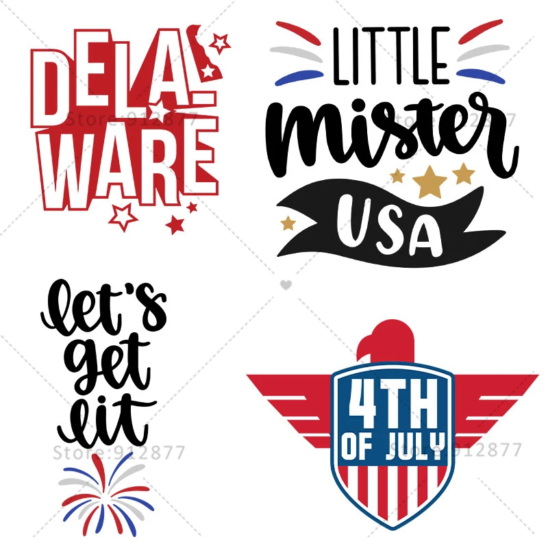 Heat Transfers Daddys Little Firecracker Independence Day Red White Sparkle Freedom Fireworks Eagle US Flag Little Mr USA