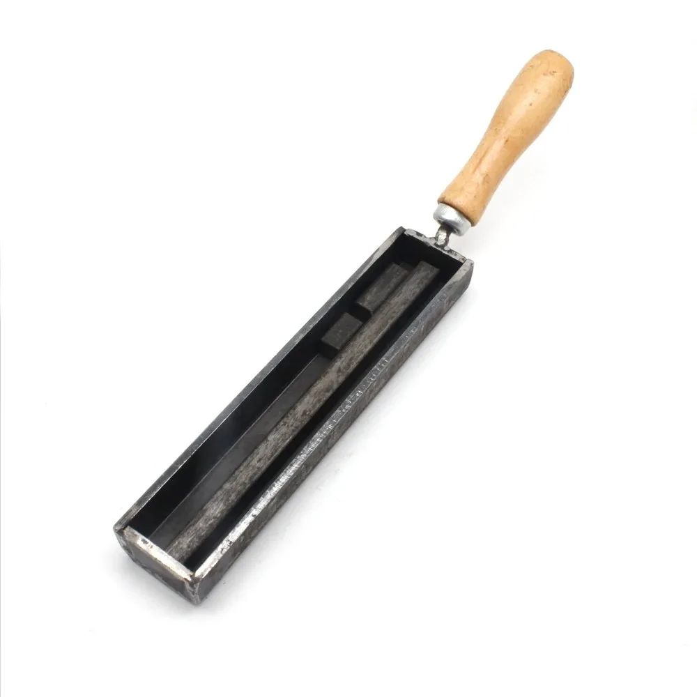 Metal Ingot Mold with Wooden Handle Adjustable Gold Silver Molding Groove Jewelry Casting Tools