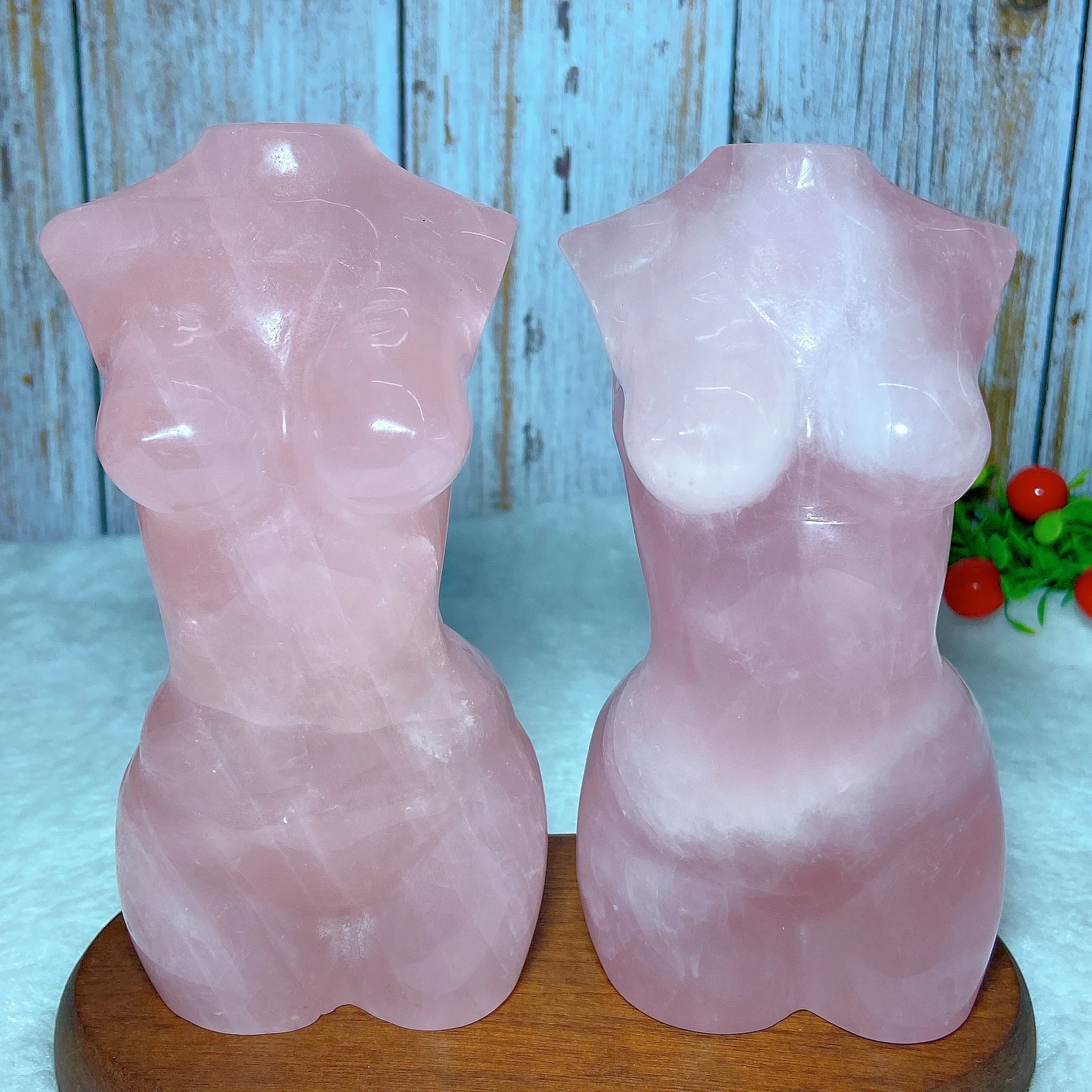 Natural Crystals Rose Quartz Big Goddess Body Woman Carving Gemstones Mineral Energy Reiki Home Decorations Gift Ore Crystal