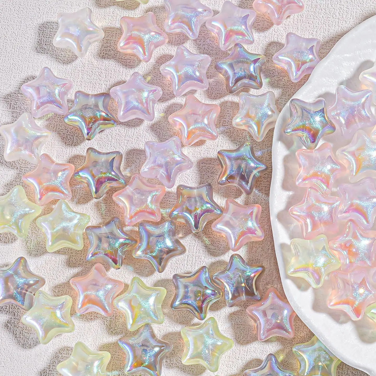 

New AB Jelly Colors Kawaii Stars Acrylic Plastic Jewelry Beads Girls Necklace Bracelet Earring Ornament Accessories 17mm 60pcs