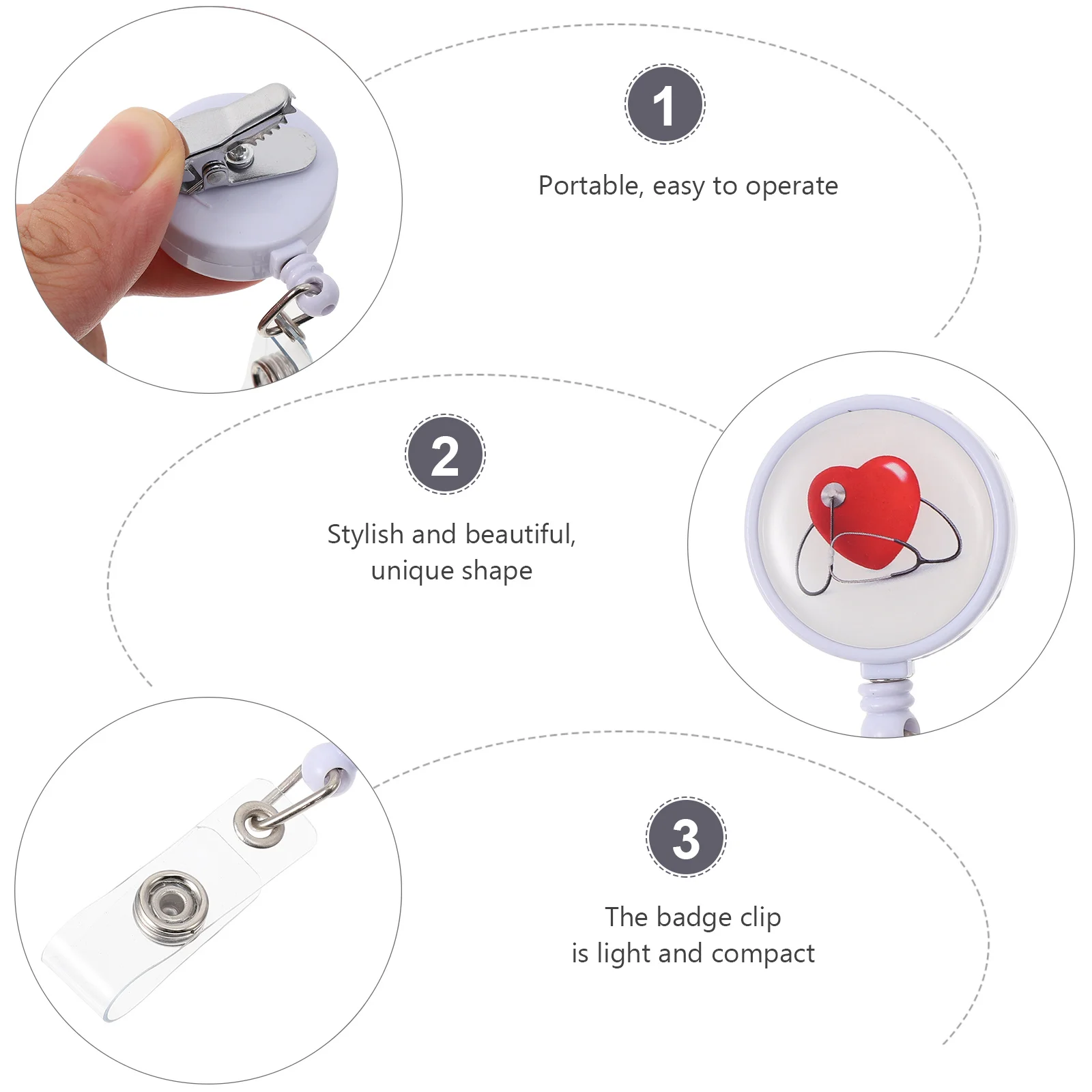 

2Pcs Retractable Nurse Badge Holder Compact Stylish Badge Clip for Id Cards Office Students Restaurant Staff Name Tag Clip