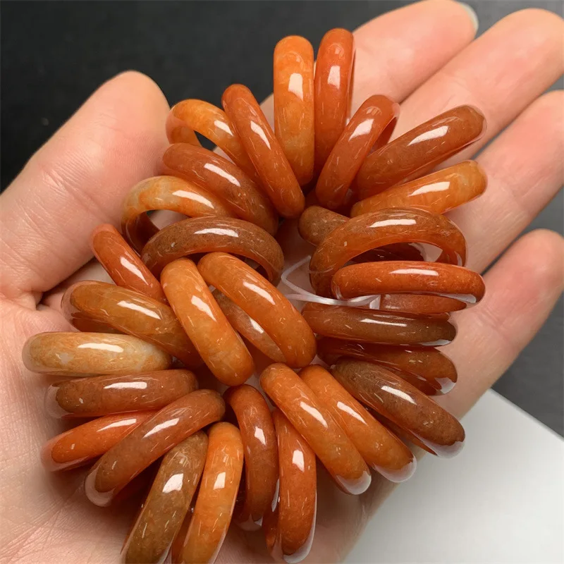 ميانمار A-الصف الجاديت حرق الأحمر اليشم الدائري المألوف بسيط عادي دائرة الرجال هدايا المرأة مجوهرات قطرة الشحن