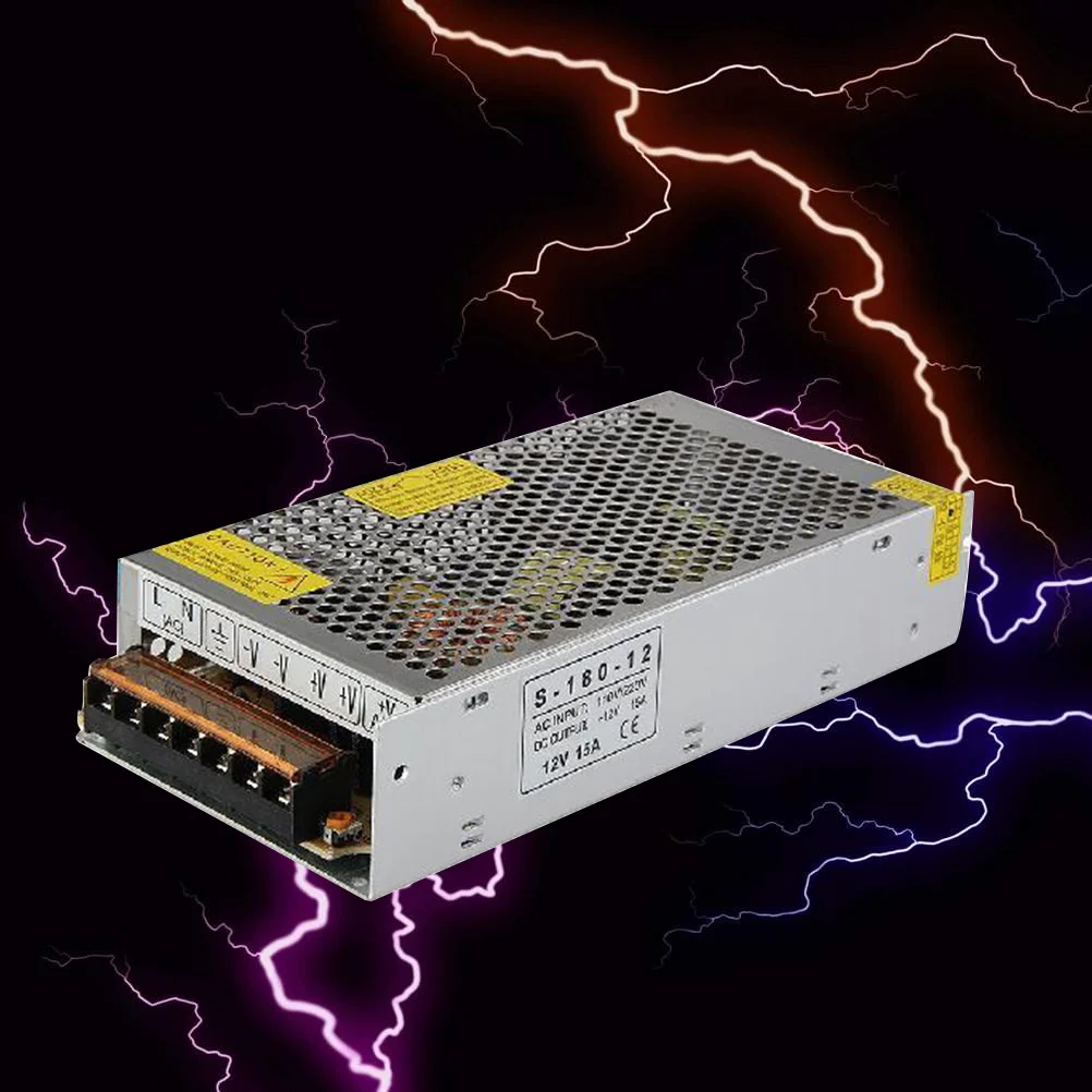 

Dc 12V 15A High Efficiency LED Power Supply Universal Switching Converter for LED Strip Light Cctv Radio Computer Projects