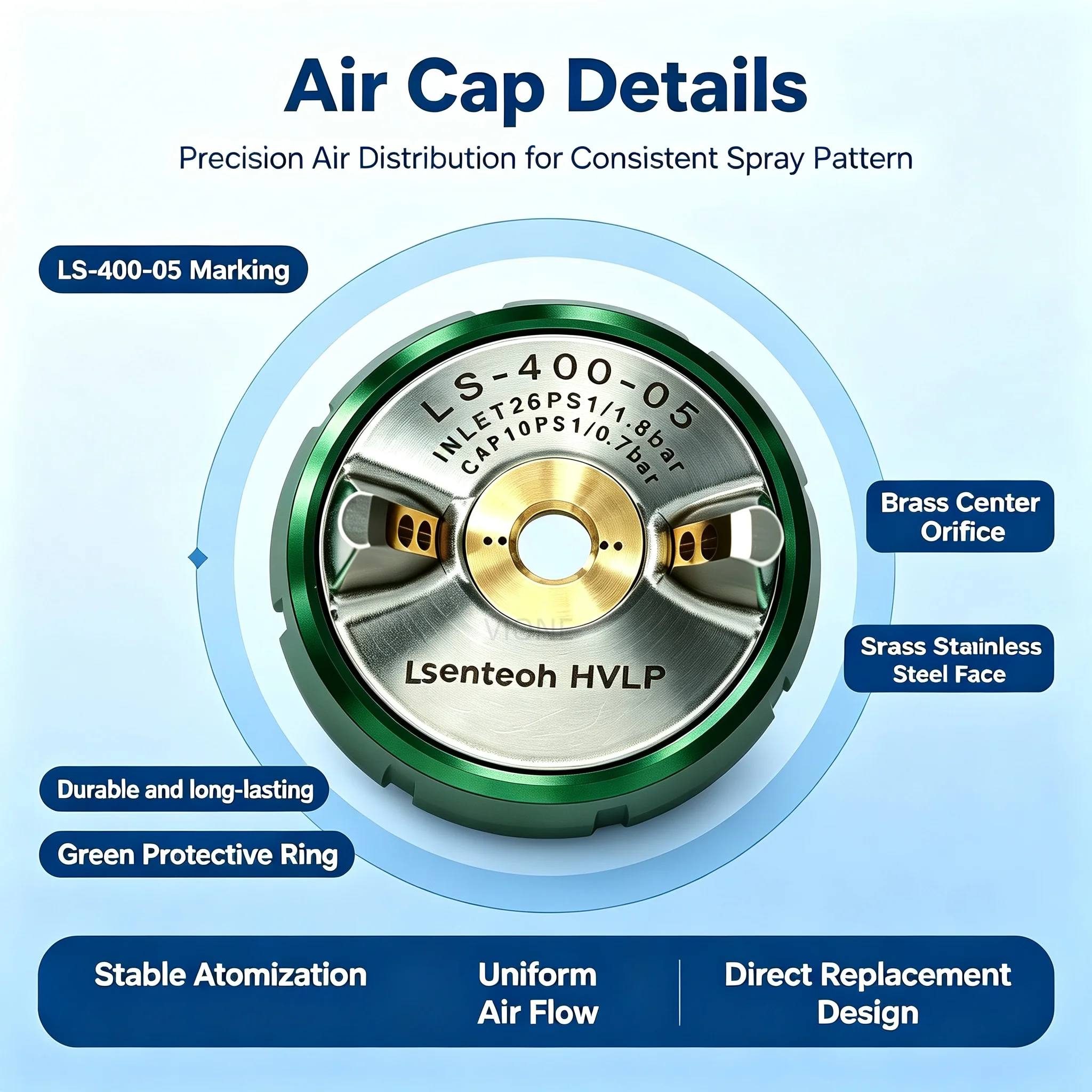 Japan LS-400-05 Air Cap, Needle & Nozzle Set Replace spare parts Compatible with the LS-400-ETS series Corrosion-resistant