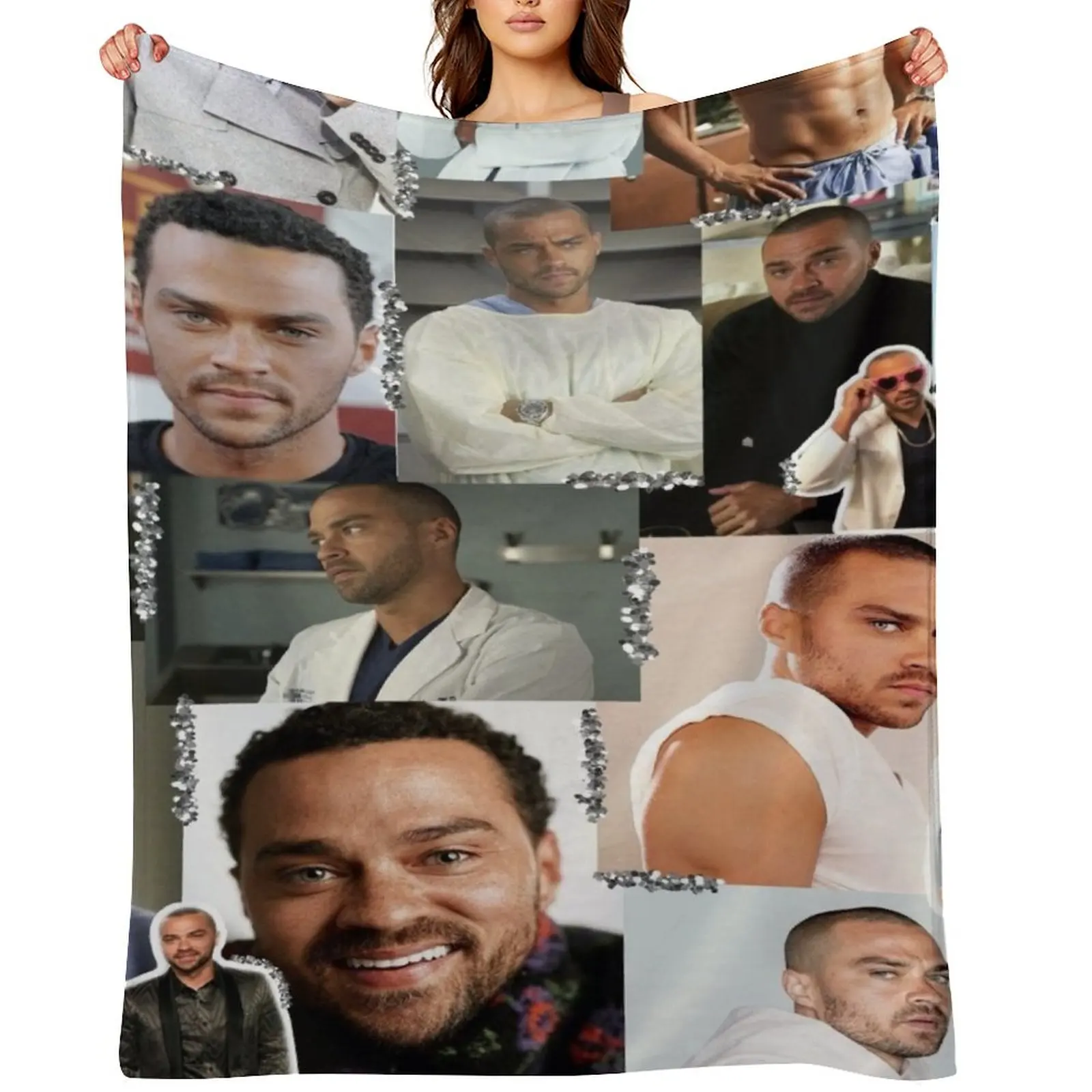

Jackson Avery Collage Throw Blanket Cute Plaid valentine gift ideas Decorative Sofa Soft Blankets