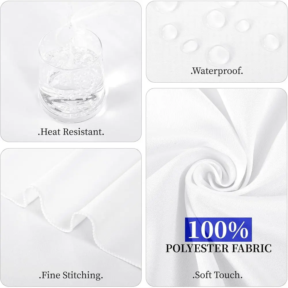 Круглая водонепроницаемая скатерть из полиэстера 90, белая пятностойкая крышка для вечеринок и свадеб