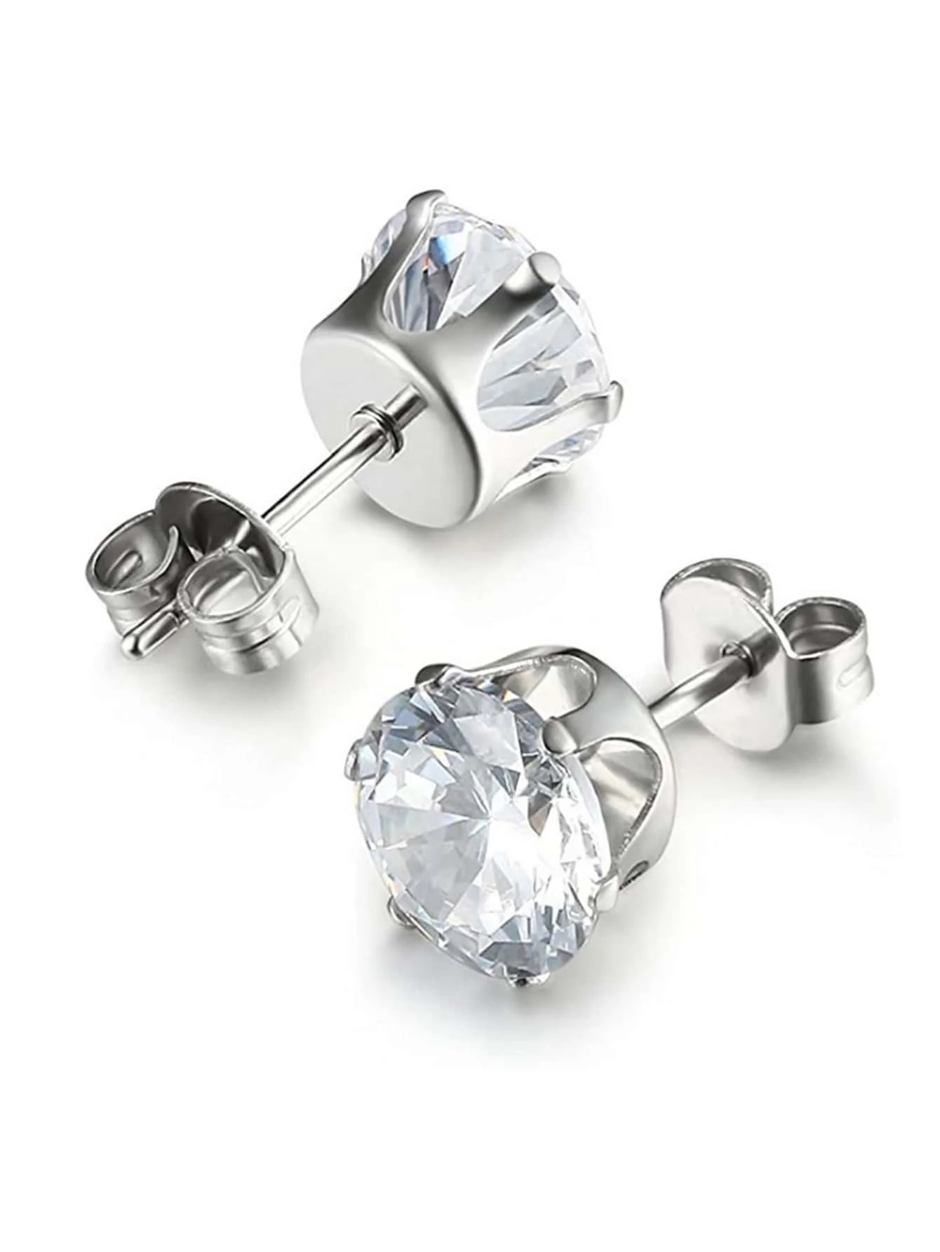 

Stainless Steel Minimalist Crystal Stud Earrings For Women