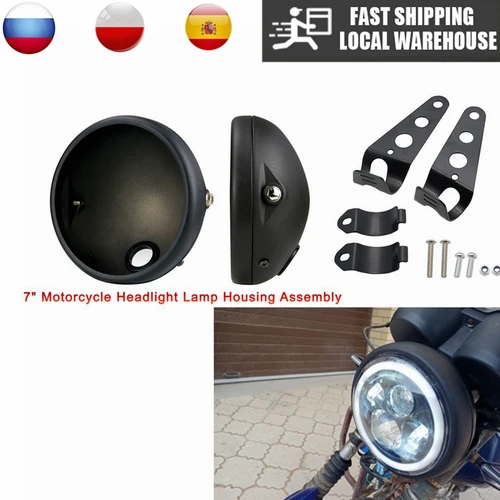 Imagen 2 del producto Carcasa para faro LED de motocicleta, Base para faro modificado Retro de 7 pulgadas, carcasa para faro LED, cubierta para faro