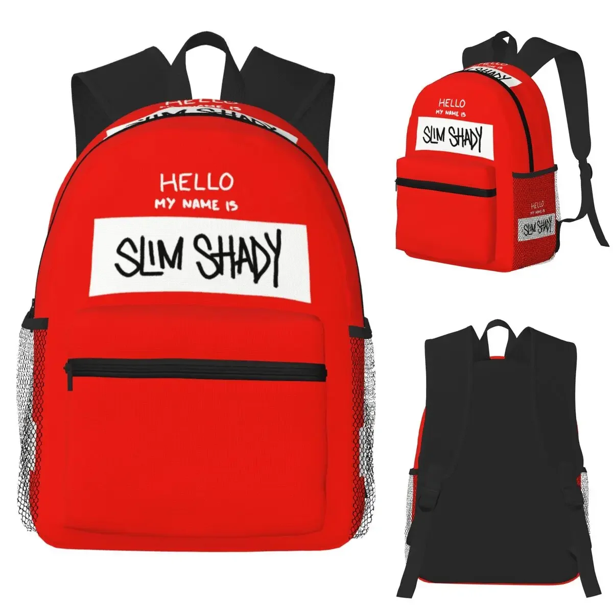 Hello My Name Is Slim Shady Eminem Student Backpack School Bag Hiking Travel Daypack for Men Women Fashion Bookbag Shoulder Bags