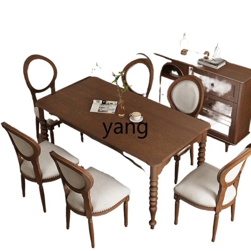 

CX retro all-solid wood dining table guest restaurant small apartment modern simple table