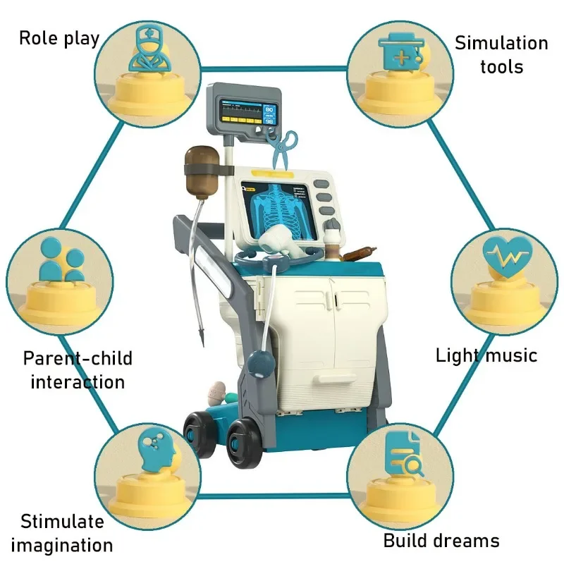 Medische Trolleyset Voor Kinderen Dokter Medisch Station Speelgoed Verwijderbaar Medisch Karretje Speelgoed Verpleegster Rolspel Puzzelspel Jongens Meisjes Cadeau