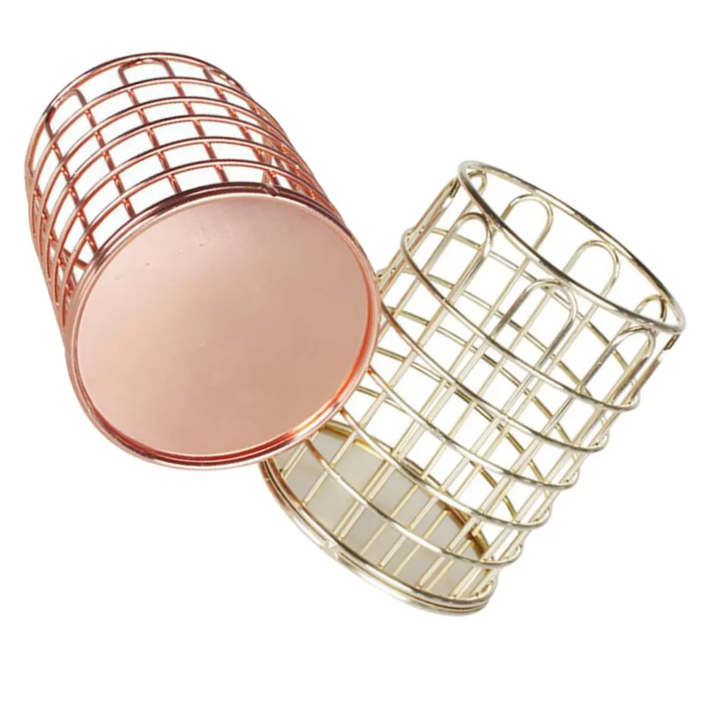 

2 Pcs Stationery ganizer Metal Desk Accessories Golden Pen Stationery Pen Holder Holder Rose Gold Storage Container