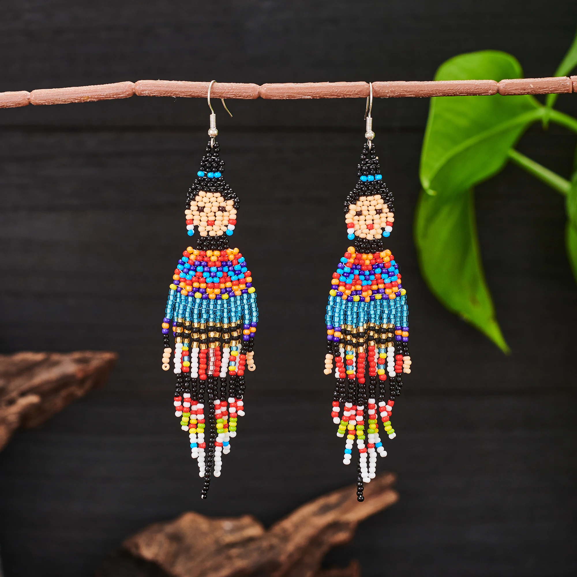 Bohemian tassel earrings, character earrings, boy and girl earrings couple earrings