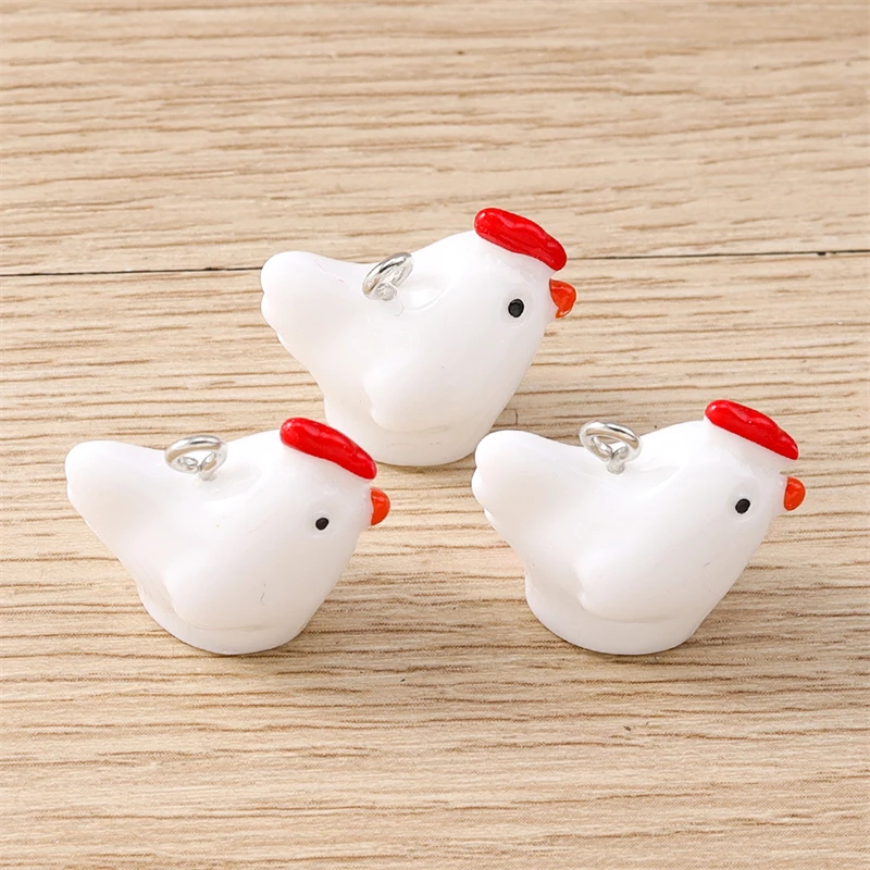 10 Stück 22 x 19 mm Cartoon-Harz Tier Hahn Hahn Charms Anhänger für die Herstellung von DIY Tropfen Ohrringen Halsketten Armband Schmuckzubehör – Detail 3