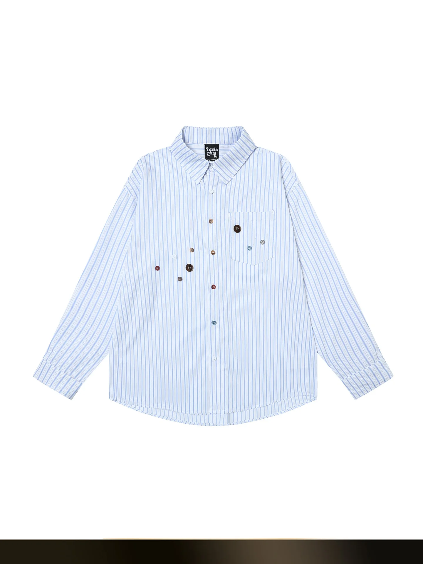 

American Retro Striped Button Men's irt Autumn College Sle Couple Outerwear Loose Fit Long Sve Polyester