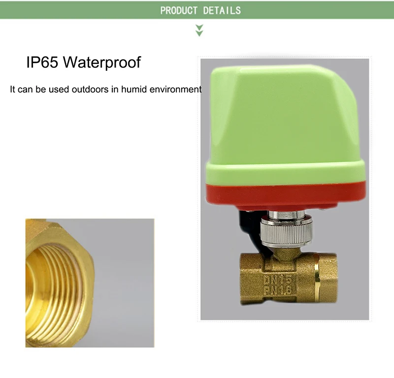 1/2" 3/4" 1" 2" IP65 Wasserdichtes motorisiertes Kugelventil 3-Draht 2-Wege-Steuerung Messing Elektro-Kugelventil Großes Drehmoment Metallmotor – Detail 5