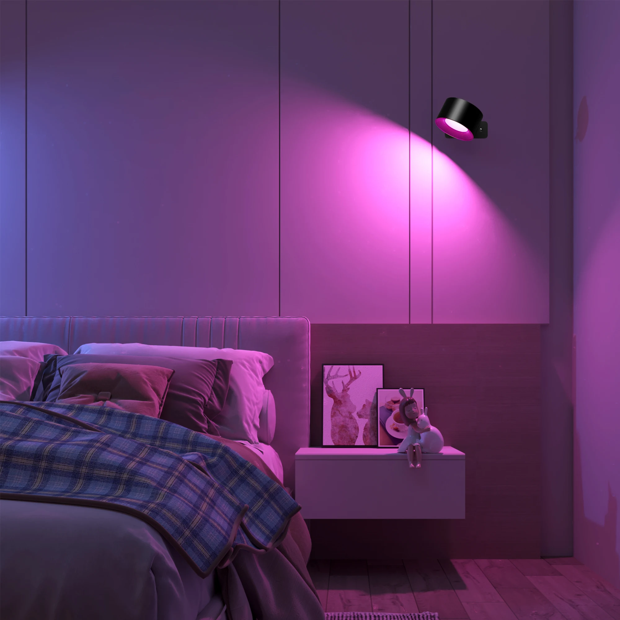 Magnetic Cabinet Lights, Battery Operated 360° RotatableTouch Control Wall Lamps, Reading Lights For Bedroom Dorm RoomBedside