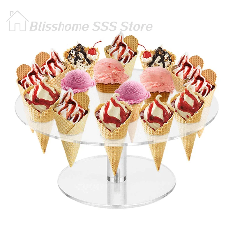 

【S】4/6/16 Holes Transparent Acrylic Ice Cream Stand Cake Cone Stand Pastry Holder Wedding Party Buffet Food Display Rack