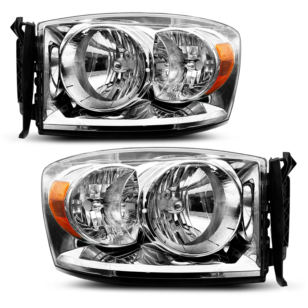 car headlight with chromed housing amber reflector for 2006 -2008 Dodge Ram 1500/2006-2009 Dodge Ram 2500/3500