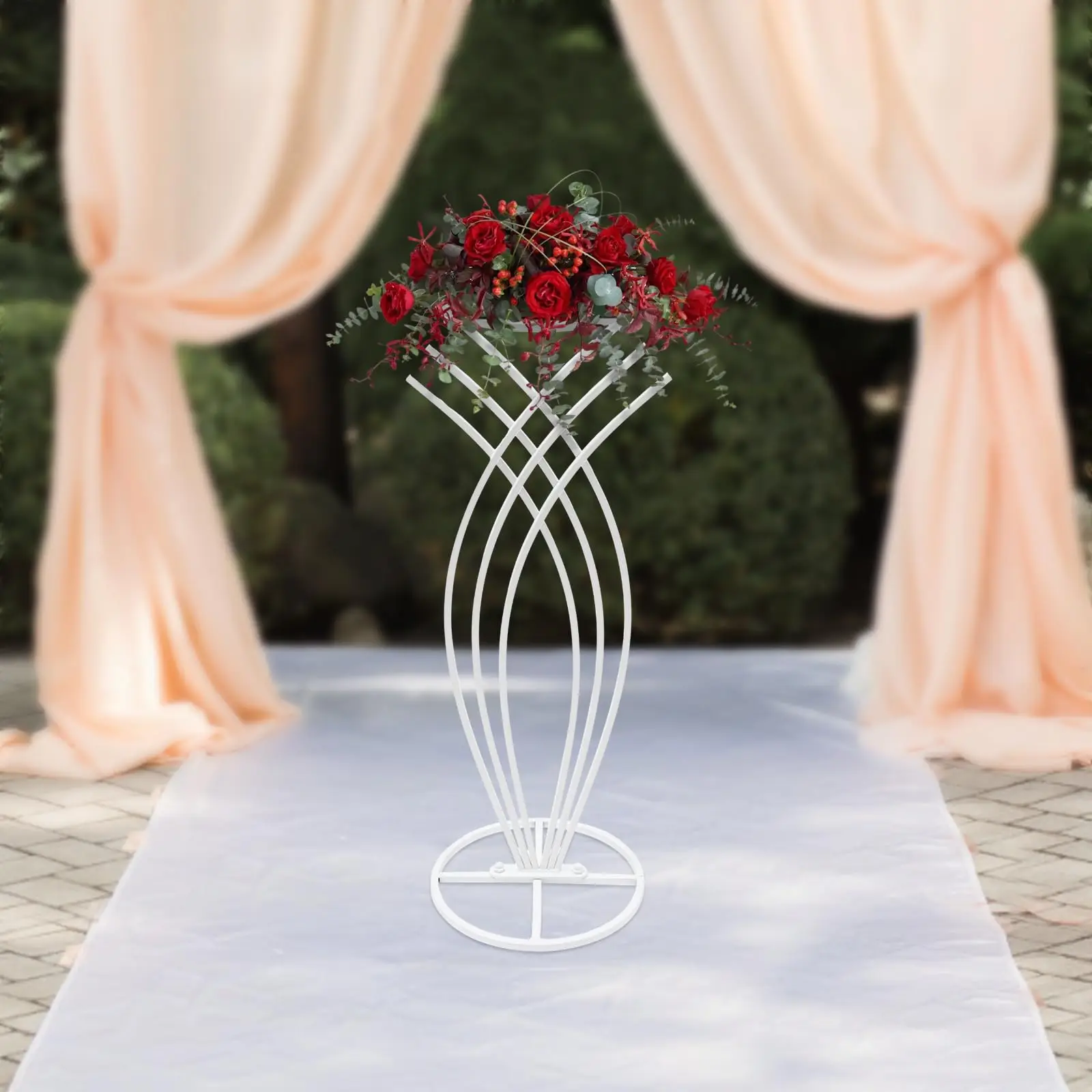 ขาตั้งดอกไม้งานแต่งงาน, 27.56 โลหะสูงรูปปลาแจกันดอกไม้สีขาว, งานแต่งงาน Centerpieces เรขาคณิตชั้นวางจอแสดงผลตกแต่ง