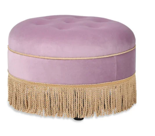 

Yolanda 24" Round Upholstered Accent Ottoman, Lavender