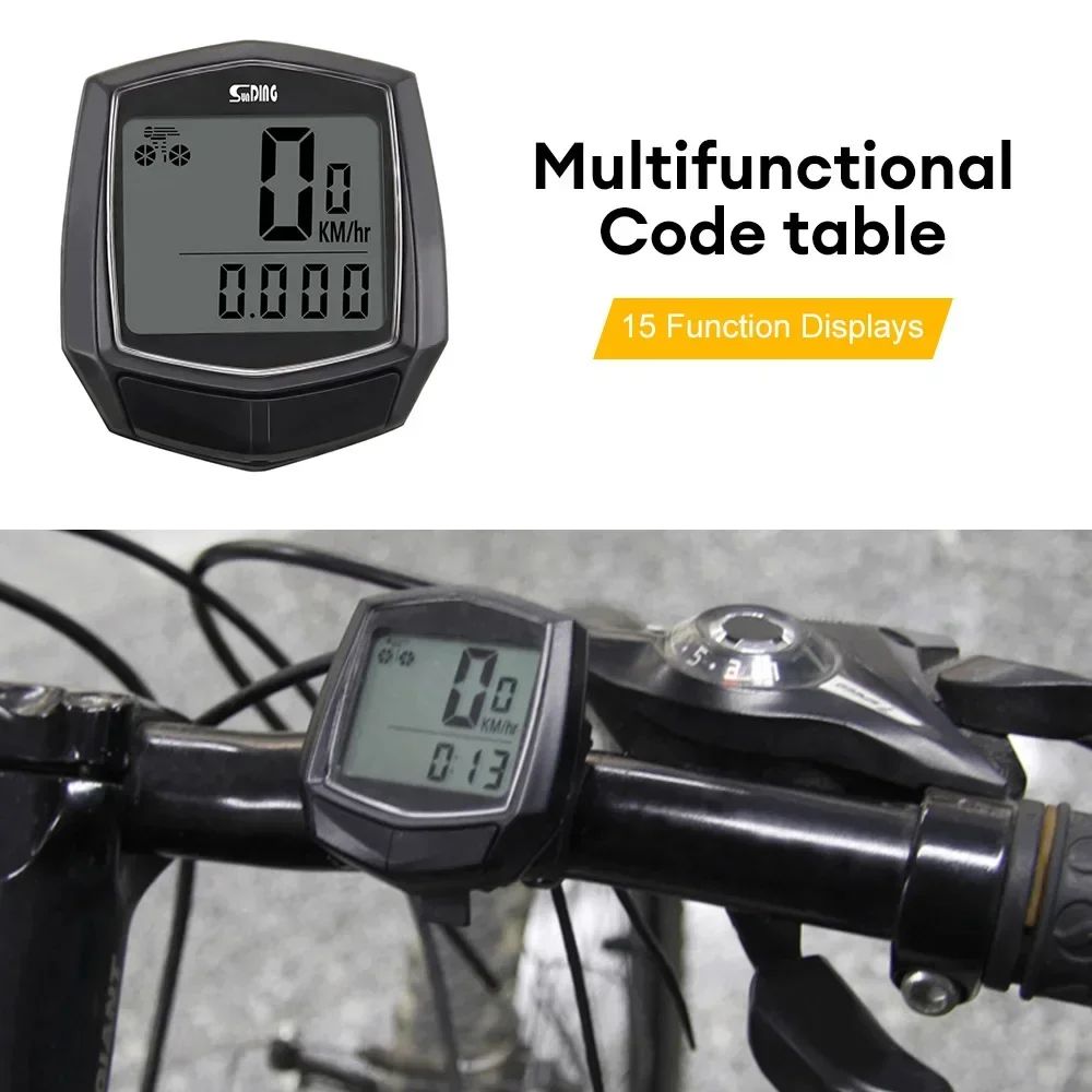 Wired Bicycle Computer 15 Functions Bike Speedometer Odometer Power Saving Mode Cycling Counter For MTB Road Bicycle
