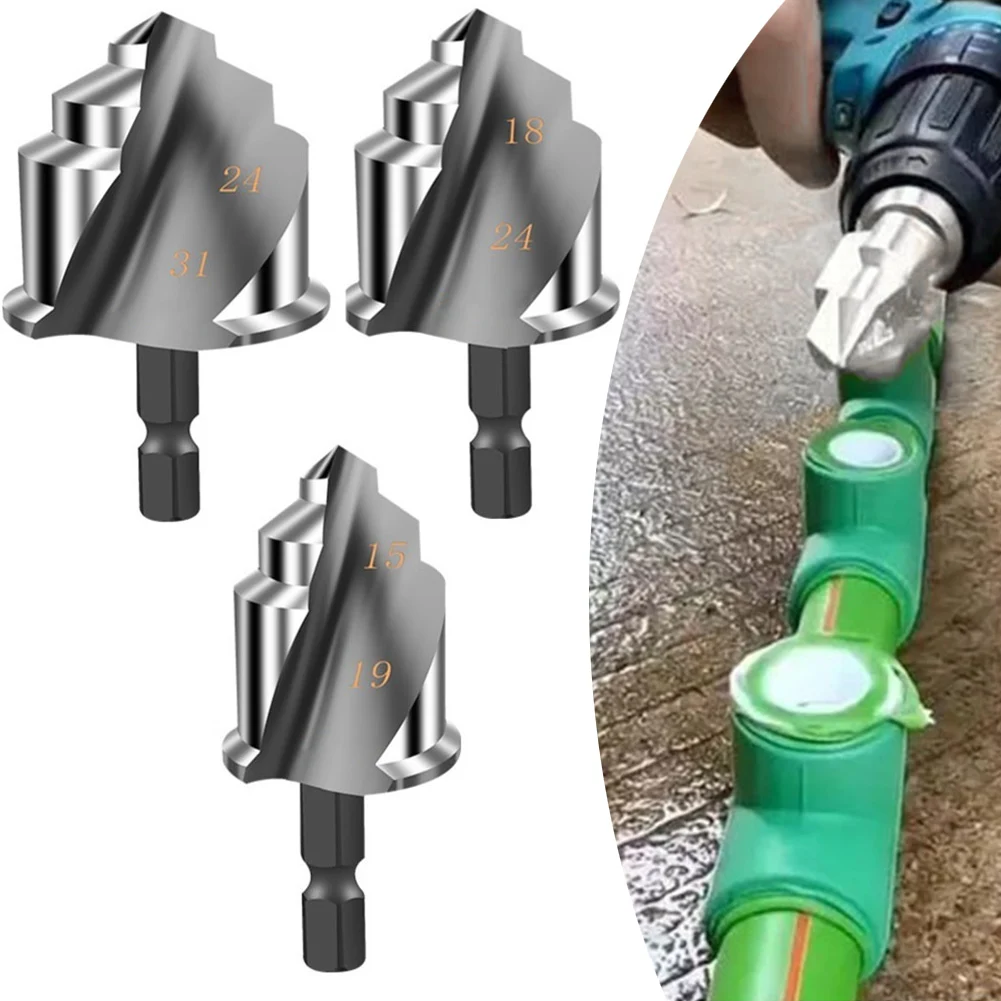 2pcs Hexagonal Shank Step Drill Bit Water Pipe Expansion Punch Plumber For PVC Pipe Reamer Tool 20/25/32mm Full Open Process