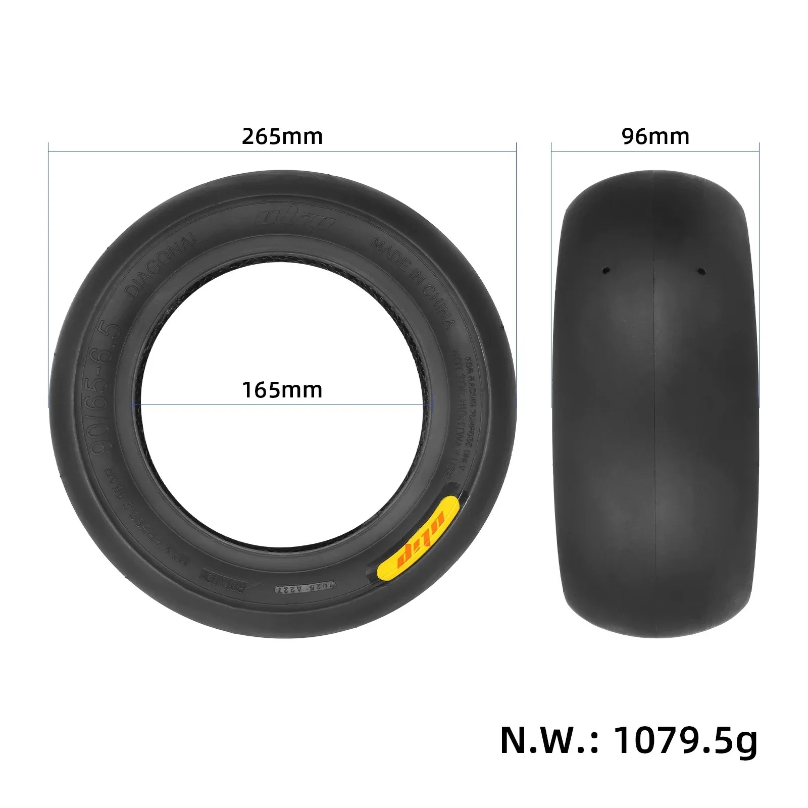 90/65-6.5 Full Hot Melt Slick Tubeless Tire for Zero 11X Electric Scooter, Thickened Road Racing Grip Front Rear Replacement